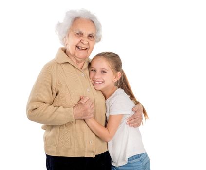 little girl with greatgrandmother portrait