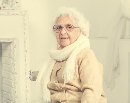 elderly woman portrait in interior
