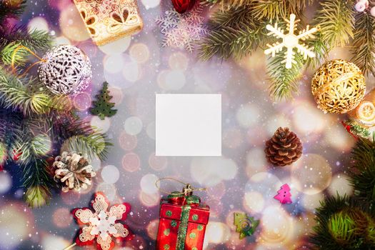 Merry christmas card. Winter holiday theme. Happy New Year. Space for text