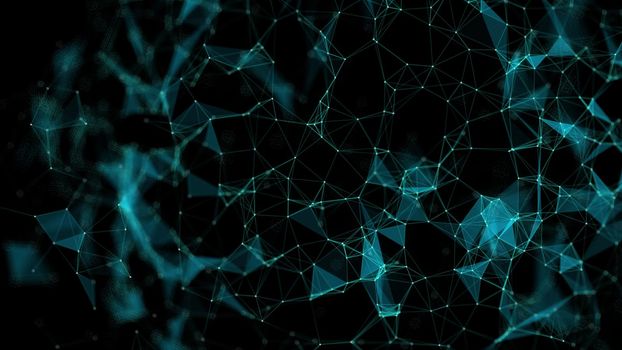 Futuristic polygonal background. Triangular. Wallpaper. Abstract polygonal space low poly dark background with connecting dots and lines. Connection structure.