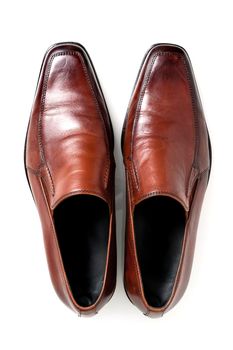 brown leather shoes for men, luxury leather shoes over white background