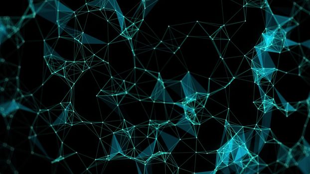 Futuristic polygonal background. Triangular. Wallpaper. Abstract polygonal space low poly dark background with connecting dots and lines. Connection structure.