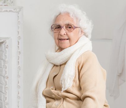 elderly woman portrait in interior