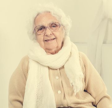 elderly woman portrait in interior