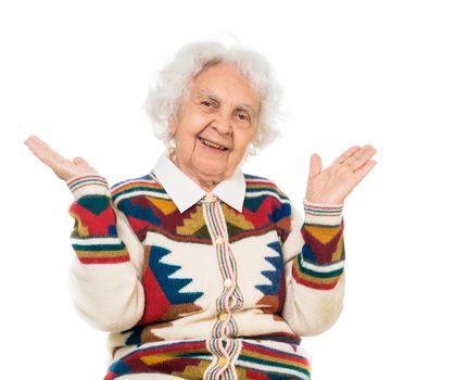 portrait of an elderly woman isolated on white background