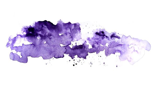 Abstractive Violet watercolor fluid ink spot picture isolated on a white background