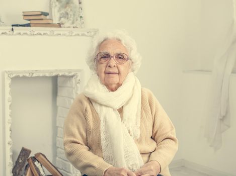 elderly woman portrait in interior