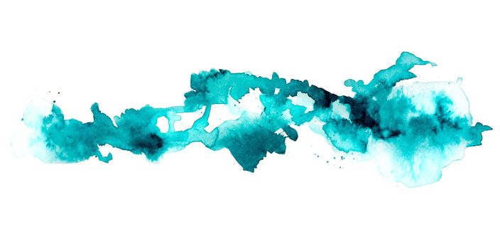 Abstractive blue watercolor fluid ink spot picture isolated on a white background