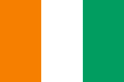 The flag of the African country of  Ivory Coast