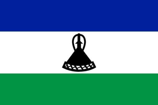 The flag of the African country of Lesotho