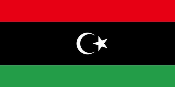 The flag of the African country of Libya