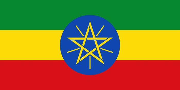 The flag of the African country of Ethiopia