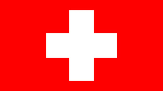 The national flag of Switzerland in white and red