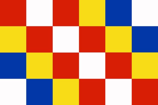 The city flag of Antwerp Belgium in white, blue, yellow and red