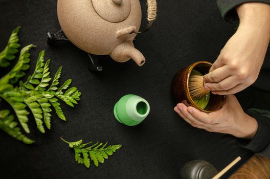 the traditional matcha tea preparation