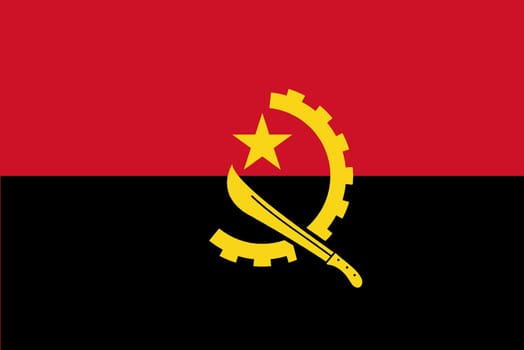 The flag of the African country of Angola