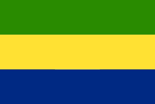 The flag of the African country of Gabon