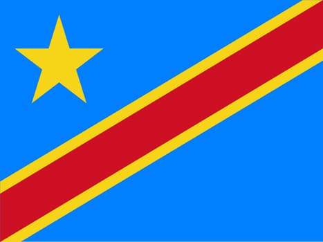 The flag of the African country of the Democratic Republic of the Congo