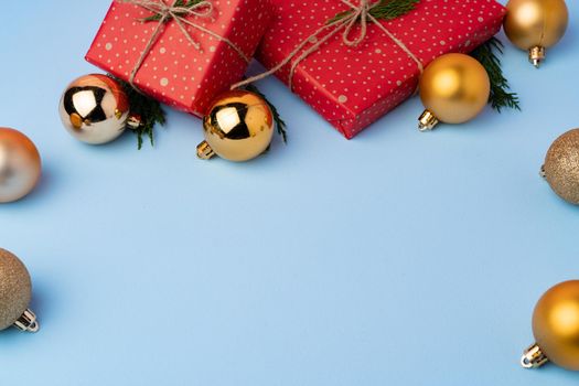 Beautiful wrapped red git boxes for Christmas celebration
