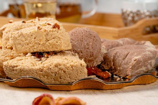 Close up photo of a turkish dessert halva