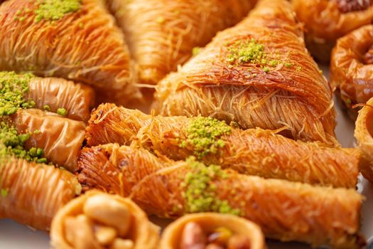 Close up photo of delicious baklava at a hotel buffet