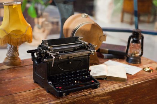 Vintage typewriter and a blank sheet of paper, retro. retro typing machine