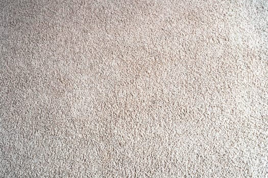 Bright beige wool fabric carpet or rug background texture close-up new and clean