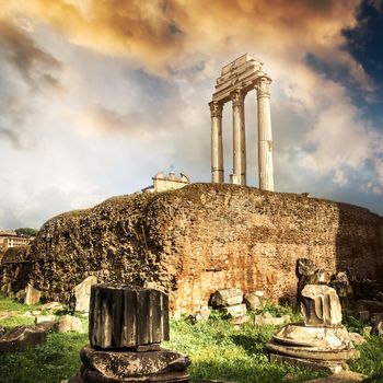 Roman Forum at sunset in Rome, Italy