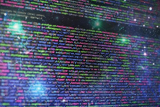 Website development. Server logs analysis. Closeup developing programming and coding technologies. Developer working on web sites codes in office.