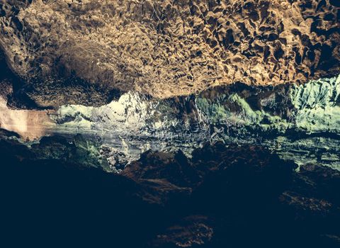 picturesque volcanic Cueva de los Verdes Cave inside, Lanzarote, Canary Islands, Spain