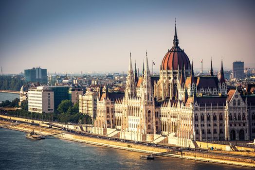 scenic view on Parliament in Budapest from bastion