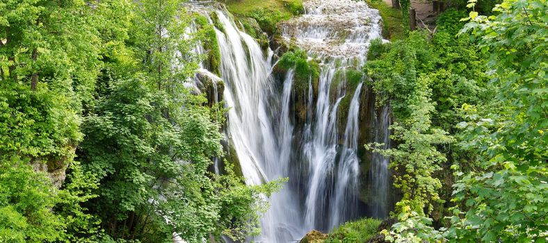 Beautiful waterfall in Slunj, Croatia during summer season. Travel destination in croatia, must visit concept