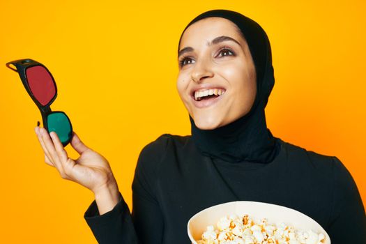 Muslim 3D glasses entertainment emotions isolated background. High quality photo