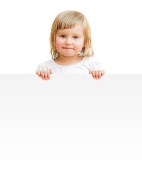 little girl with board isolated on a white background