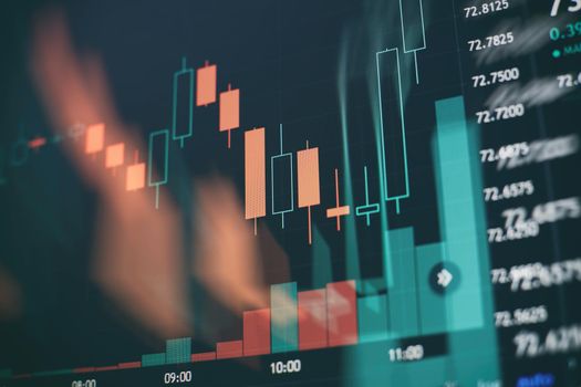 Analysis business accounting on info sheets. Businessman hand working on analyzing investment charts for Gold market, Forex market and Trading market .
