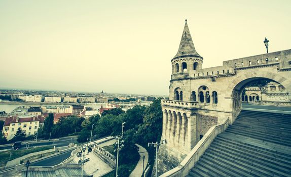 view on the old fishermen Bastion in Budapest