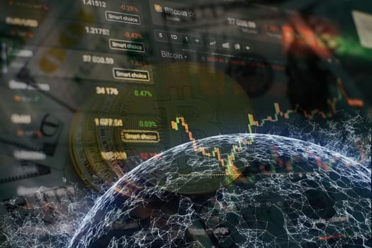 Business graph background on a monitor which including of Market Analyze. Bar graphs, Diagrams, financial figures. Forex chart.
