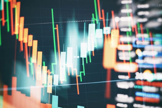Business graph background on a monitor which including of Market Analyze. Bar graphs, Diagrams, financial figures. Forex chart.