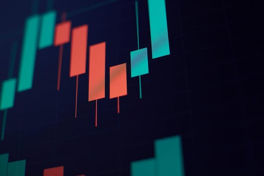 Bar graphs, Diagrams, financial figures. Forex chart. Concept of stock market and fintech.Futuristic financial interface .