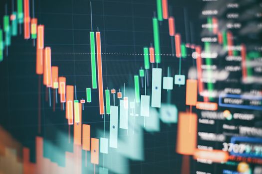 Business graph background on a monitor which including of Market Analyze. Bar graphs, Diagrams, financial figures. Forex chart.