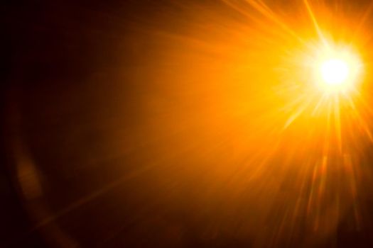 Abstract Natural Sun flare on the black.