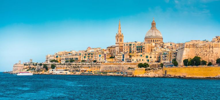 scenic View of Marsamxett Harbour and Valletta in Malta