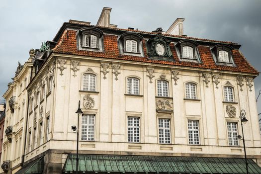 old beautiful architecture of houses in Warsaw