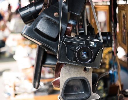 old little camera on market of antiques