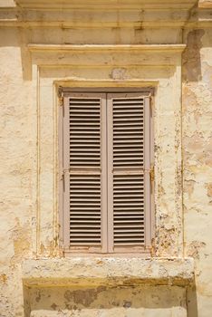 wooden window in Mdina, Malta