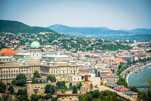 scenic view on Budapest from high