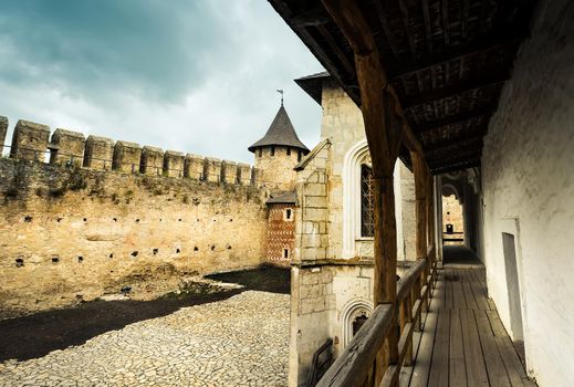 inside yard with buildings of Khotyn Fortress