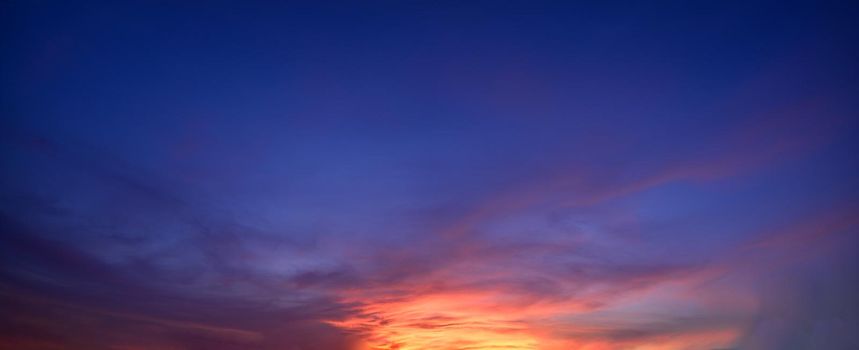 Panorama sky and clouds In the evening