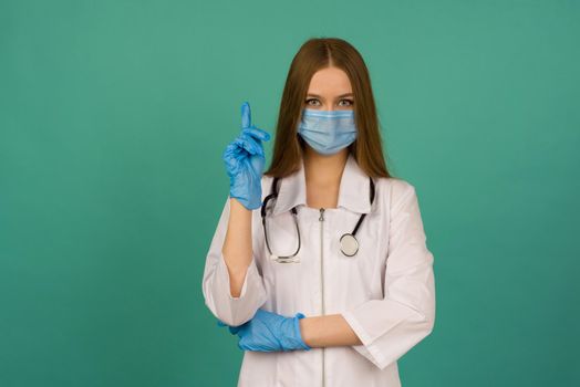 Covid19, coronavirus, healthcare and doctors concept. Portrait of professional confident young caucasian doctor in medical mask and white coat, stethoscope over neck, ready help patient, fight disease - image