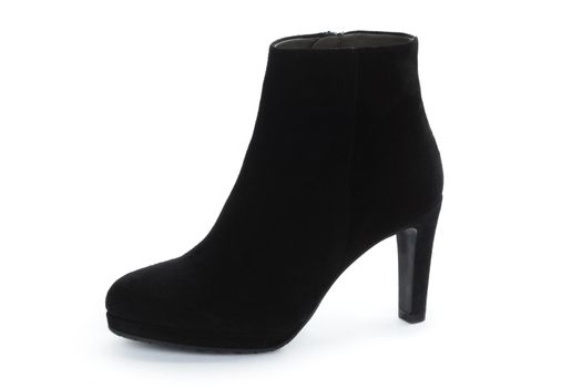 Female autumn-winter leather ankle boots isolated on white background